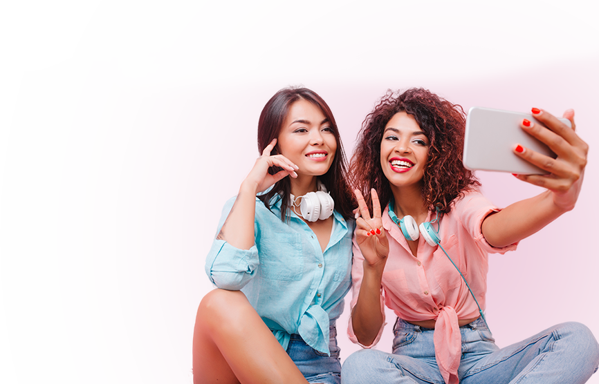 Two friends taking a selfie together