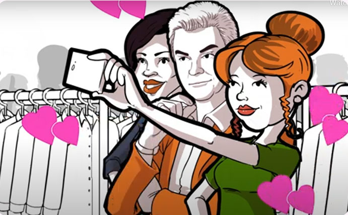 Animated fans taking a CSnap selfie with a celebrity